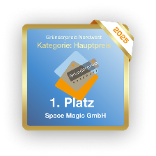 Siegel: Gründerpreis Nordwest 2025, Kategorie Hauptpreis, 1. Platz – Space Magic GmbH